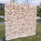 3D Champagne Blush Rose Flower Wall Backdrop for Wedding Party & Photo Booth