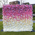 Atlasflowerswall 3D Pink Gradient Rose Roller Curtain Flower Wall Wedding Event Background Decoration