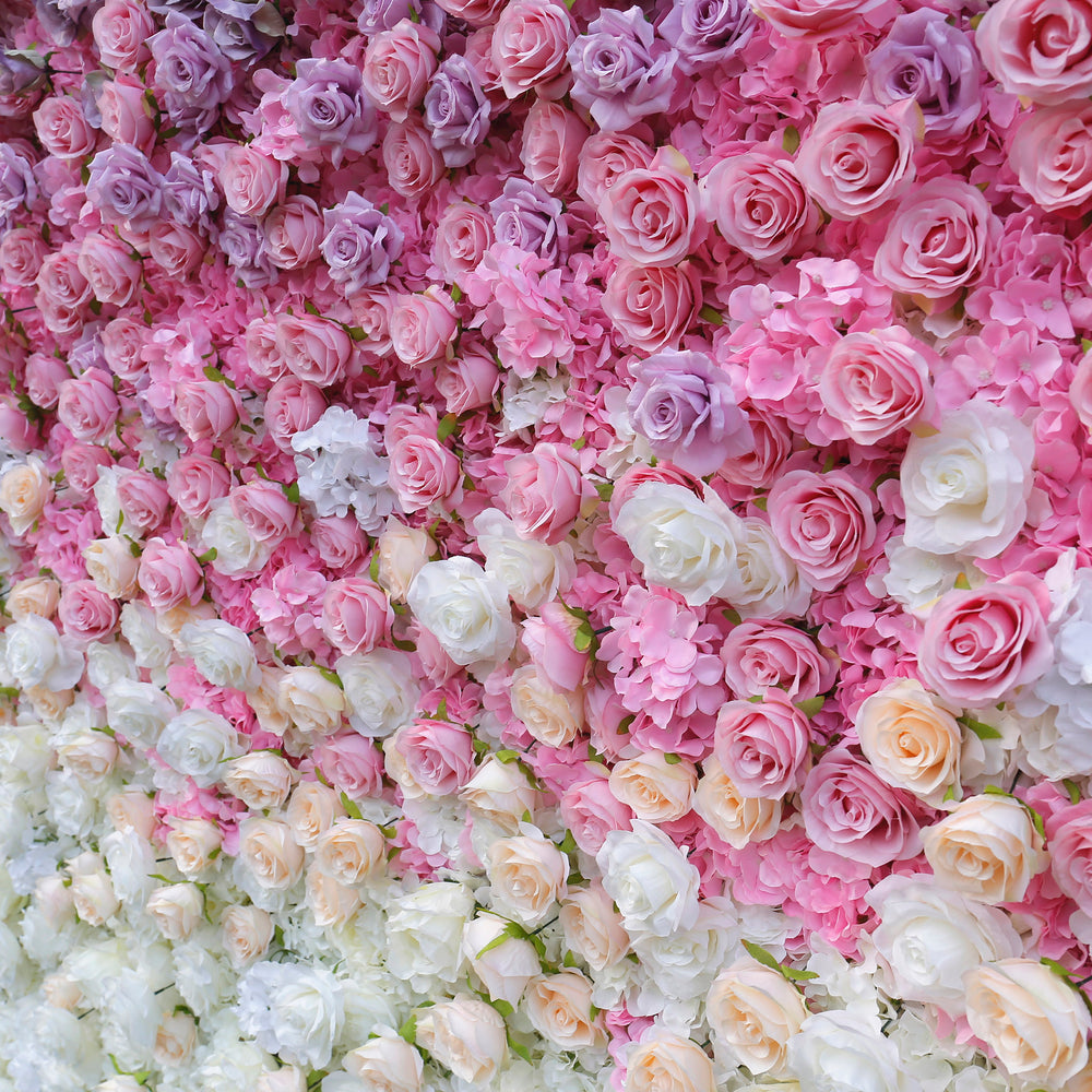Atlasflowerswall 3D Pink Gradient Rose Roller Curtain Flower Wall Wedding Event Background Decoration