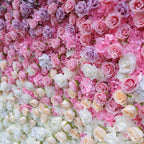 Atlasflowerswall 3D Pink Gradient Rose Roller Curtain Flower Wall Wedding Event Background Decoration