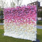 Atlasflowerswall 3D Pink Gradient Rose Roller Curtain Flower Wall Wedding Event Background Decoration