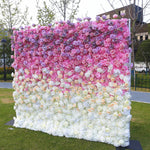 Atlasflowerswall 3D Pink Gradient Rose Roller Curtain Flower Wall Wedding Event Background Decoration