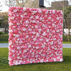 Atlasflowerswall 3D Pink Rose & Hydrangea Flower Wall Backdrop for Wedding Decor