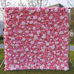 Atlasflowerswall 3D Pink Rose & Hydrangea Flower Wall Backdrop for Wedding Decor