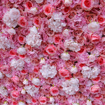 Atlasflowerswall 3D Pink Rose & Hydrangea Flower Wall Backdrop for Wedding Decor