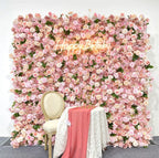 Atlasflowerswall 3D Pink Fabric Backed Artificial Flower Wall Backdrop for Wedding and Events