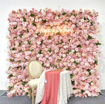 Atlasflowerswall 3D Pink Fabric Backed Artificial Flower Wall Backdrop for Wedding and Events