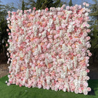 Atlasflowerswall 5D Artificial Flower Wall Pink Roses Floral Backdrop for Wedding Party Decor