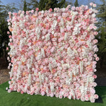 Atlasflowerswall 5D Artificial Flower Wall Pink Roses Floral Backdrop for Wedding Party Decor