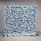 Atlasflowerswall 5D Blue Rose Artificial Flower Wall Roll Up Backdrop for Wedding & Event Decor