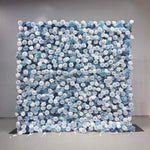 Atlasflowerswall 5D Blue Rose Artificial Flower Wall Roll Up Backdrop for Wedding & Event Decor