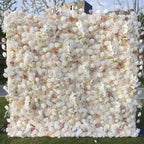 Atlasflowerswall 5D Champagne White Rose Fabric Flower Wall Backdrop for Event & Party Décor