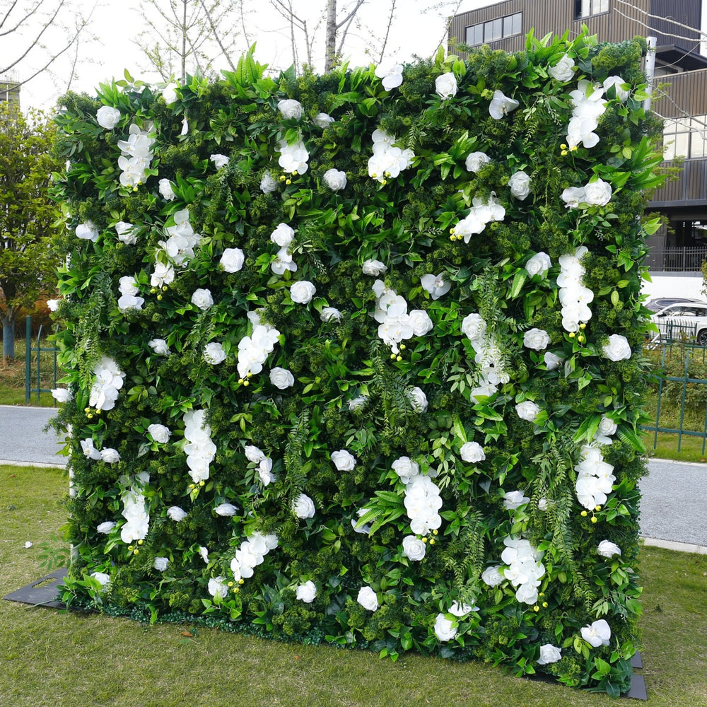 Atlasflowerswall 5D Greenery Artificial Flower Wall Backdrop with Roses & Orchids for Parties & Birthdays