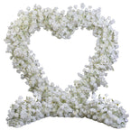 Atlasflowerswall 8x8ft 5D Heart Shaped White Roses Floral Fabric Backdrop Proposal Wedding Party Decor