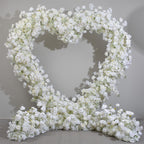 Atlasflowerswall 8x8ft 5D Heart Shaped White Roses Floral Fabric Backdrop Proposal Wedding Party Decor