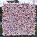 Atlasflowerswall 5D Pink Fabric Rolling Up Curtain Floral Wall Backdrop Wedding Party Proposal Decor