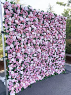 Atlasflowerswall 5D Pink Rose Artificial Flower Wall Backdrop for Wedding & Event Decor