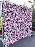 Atlasflowerswall 5D Pink Rose Artificial Flower Wall Backdrop for Wedding & Event Decor