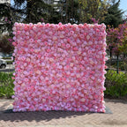Atlasflowerswall 5D Pink Rose Artificial Flower Wall Backdrop for Wedding & Event Decor