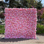 Atlasflowerswall 5D Pink Rose Artificial Flower Wall Backdrop for Wedding & Event Decor