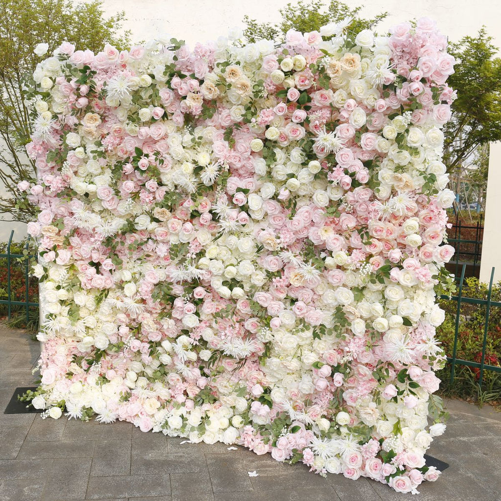 Atlasflowerswall 5D Pink Rose Rolling Up Curtain Flower Wall Backdrop Wedding Party Event Decor
