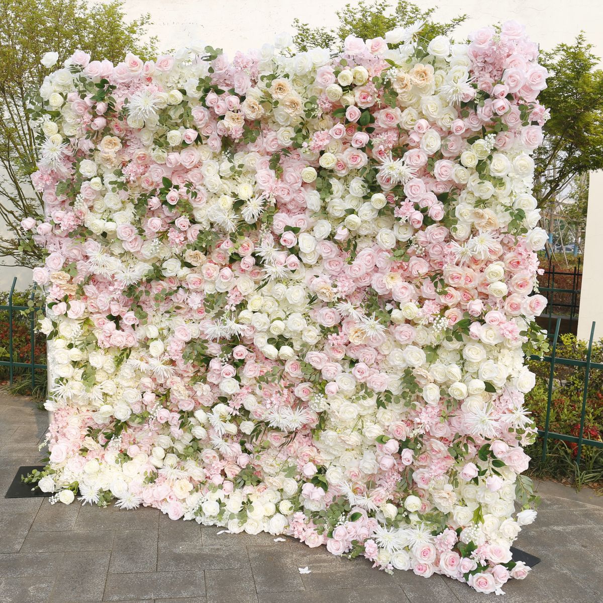 Atlasflowerswall 5D Pink Rose Rolling Up Curtain Flower Wall Backdrop Wedding Party Event Decor