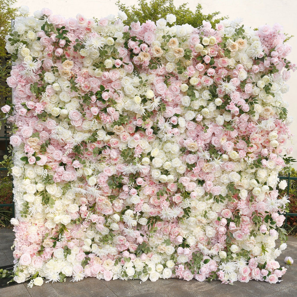 Atlasflowerswall 5D Pink Rose Rolling Up Curtain Flower Wall Backdrop Wedding Party Event Decor