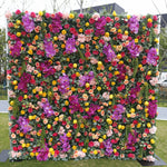 Atlasflowerswall 5D Premium Mixed Flower Wall Backdrop – Purple Orchids, Red & Yellow Roses