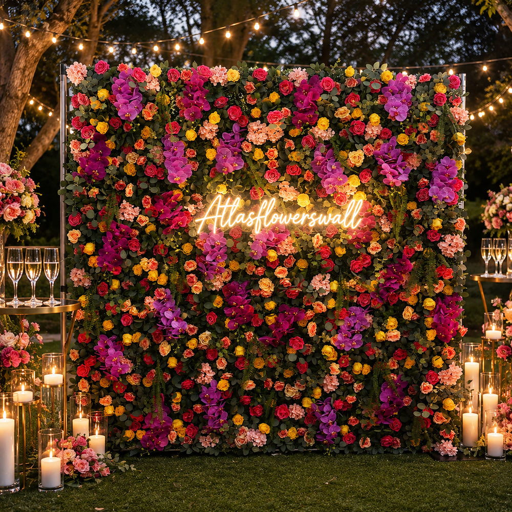 Atlasflowerswall 5D Premium Mixed Flower Wall Backdrop