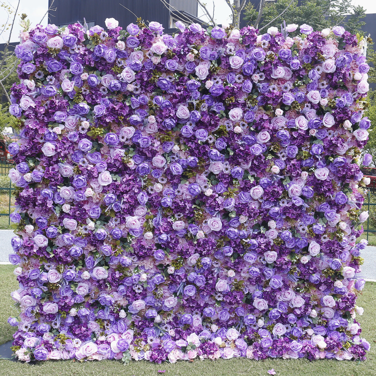 Atlasflowerswall 5D Purple Rose and Hydrangea Flower Wall Recessed Wedding Party Decoration Background