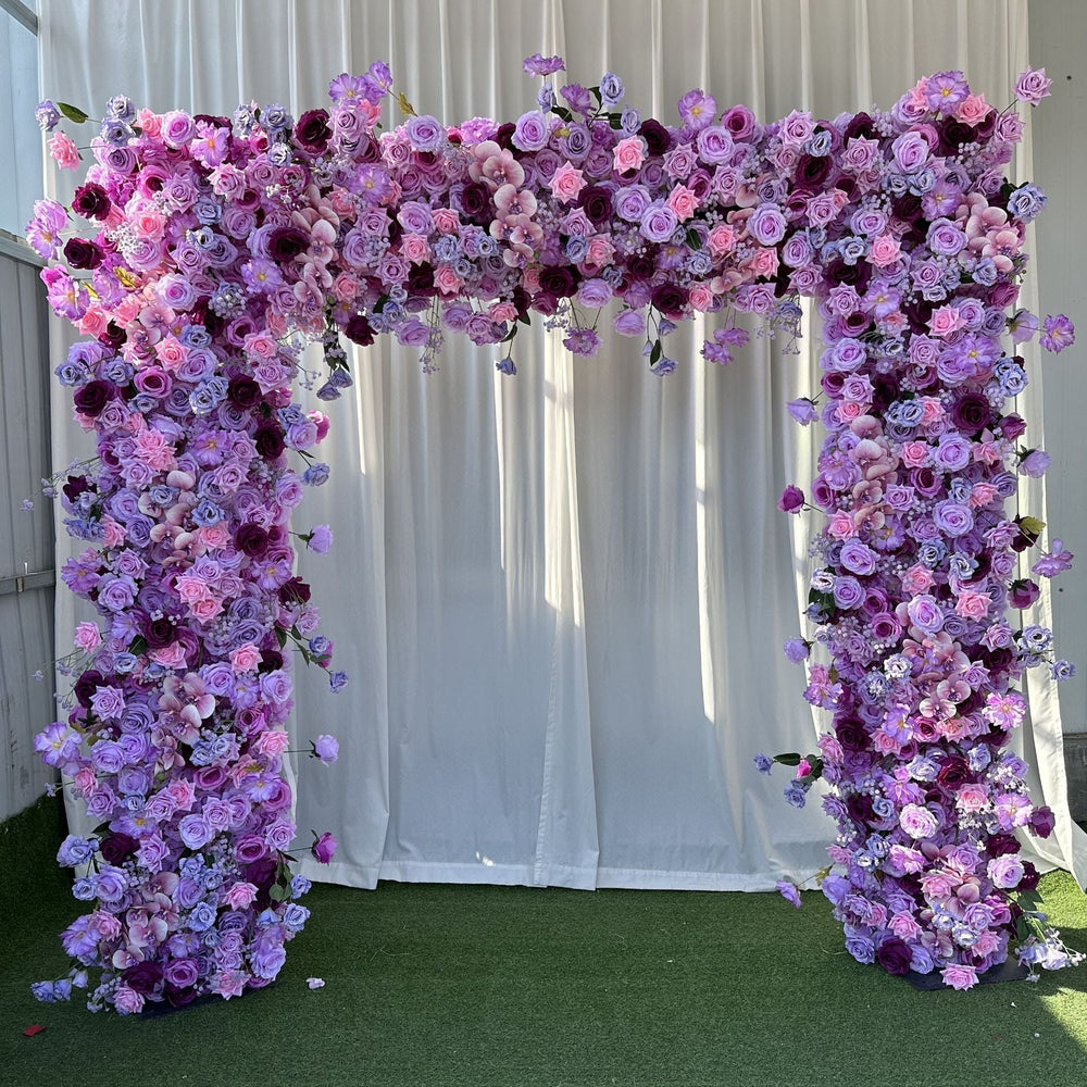 Atlasflowerswall 5D Purple Rose Flower Arch Fabric Backdrop – Wedding & Proposal Decor