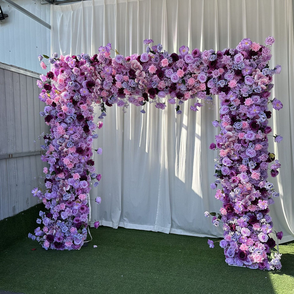Atlasflowerswall 5D Purple Rose Flower Arch Fabric Backdrop