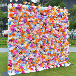5D Rainbow Color Artificial Flower Wall Backdrop with Mixed Flowers Party & Photo Booth Decor