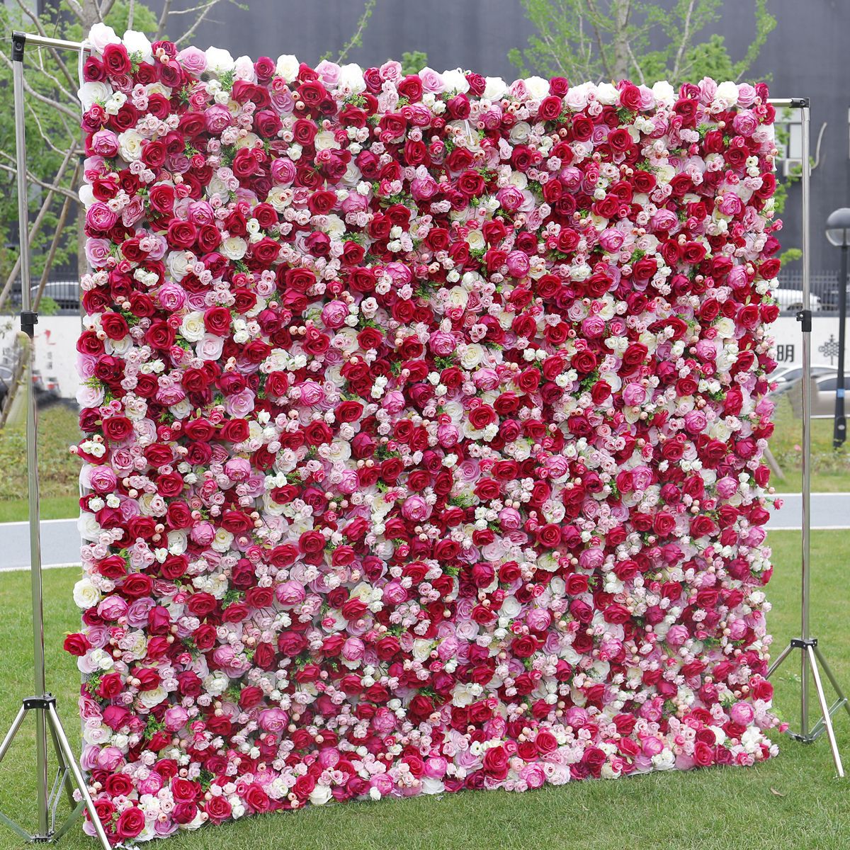 5D Red and Pink Rose Flower Wall Backdrop for Wedding Party Decoration