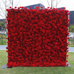 Atlasflowerswall 5D Silk Red Rose Roller Blind Flower Wall for Wedding Party Decor