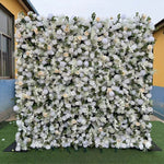Atlasflowerswall 5D White Rose & Greenery Artificial Curtain Flower Wall for Wedding Party Backdrop