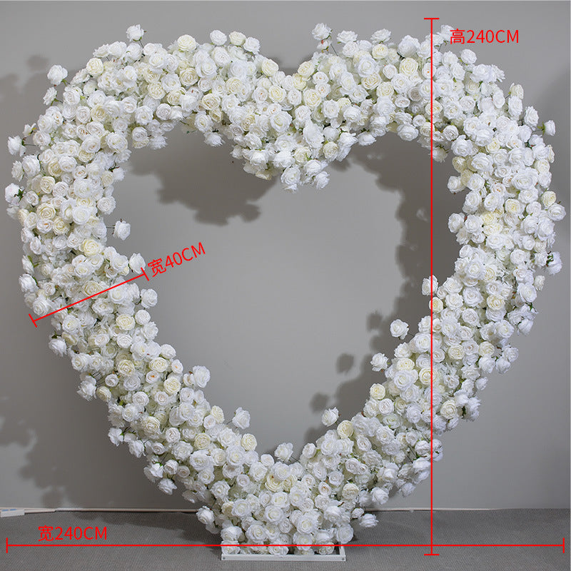 Atlasflowerswall White Rose Heart Arch for Proposal & Wedding Backdrop