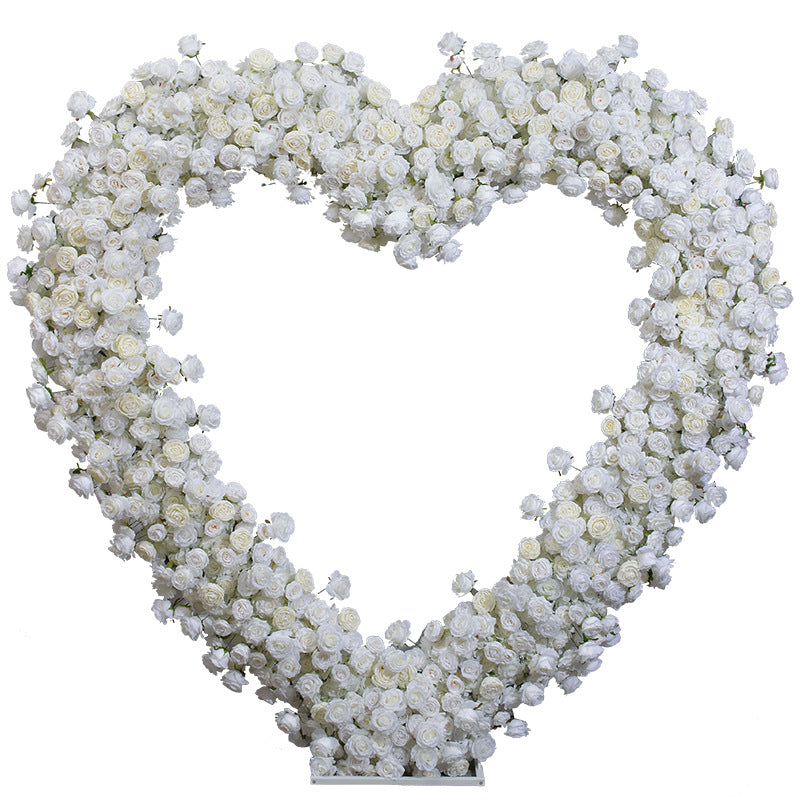 Atlasflowerswall White Rose Heart Arch for Proposal & Wedding Backdrop