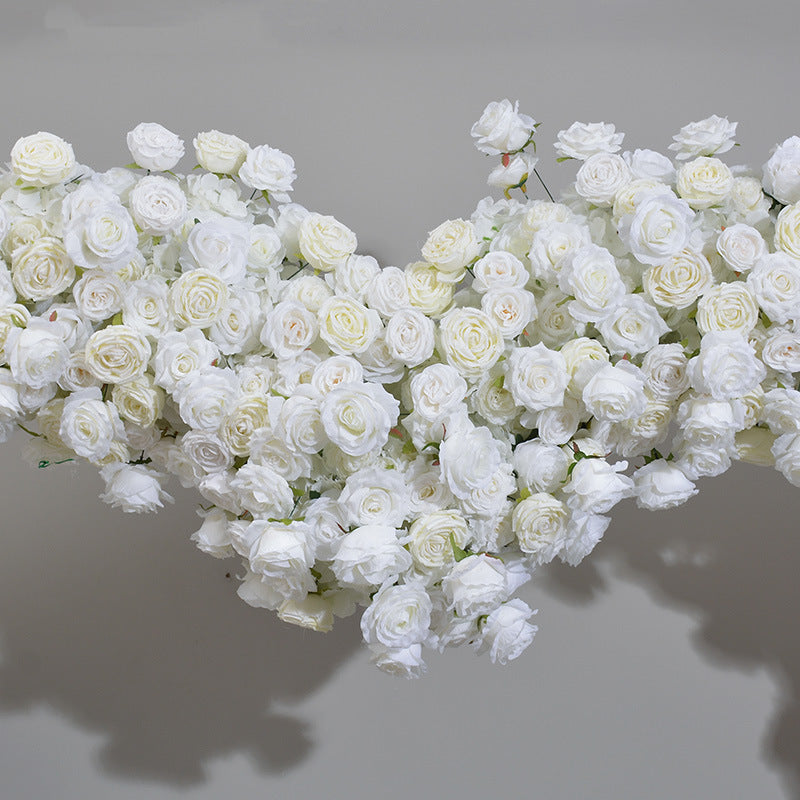 Atlasflowerswall White Rose Heart Arch for Proposal & Wedding Backdrop