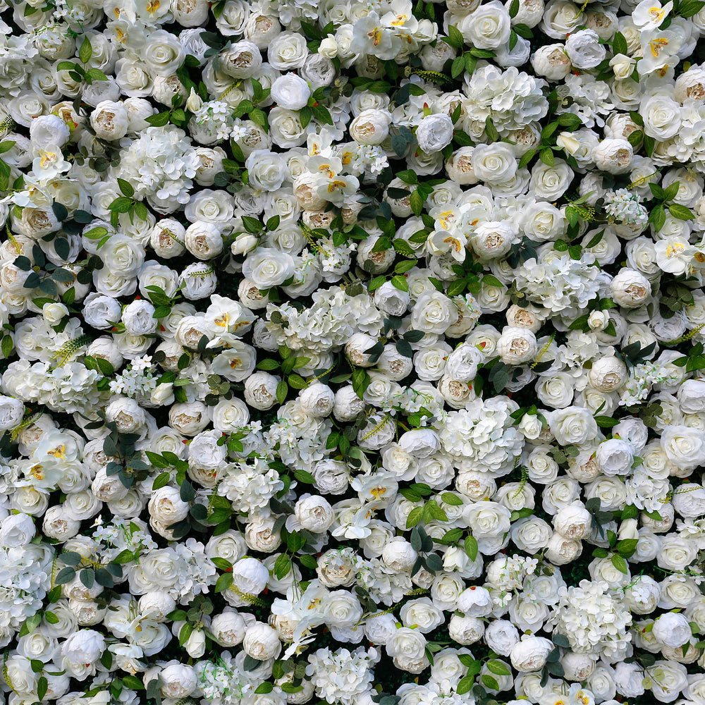  White Rose & Hydrangea Flower Wall Greenery Backdrop