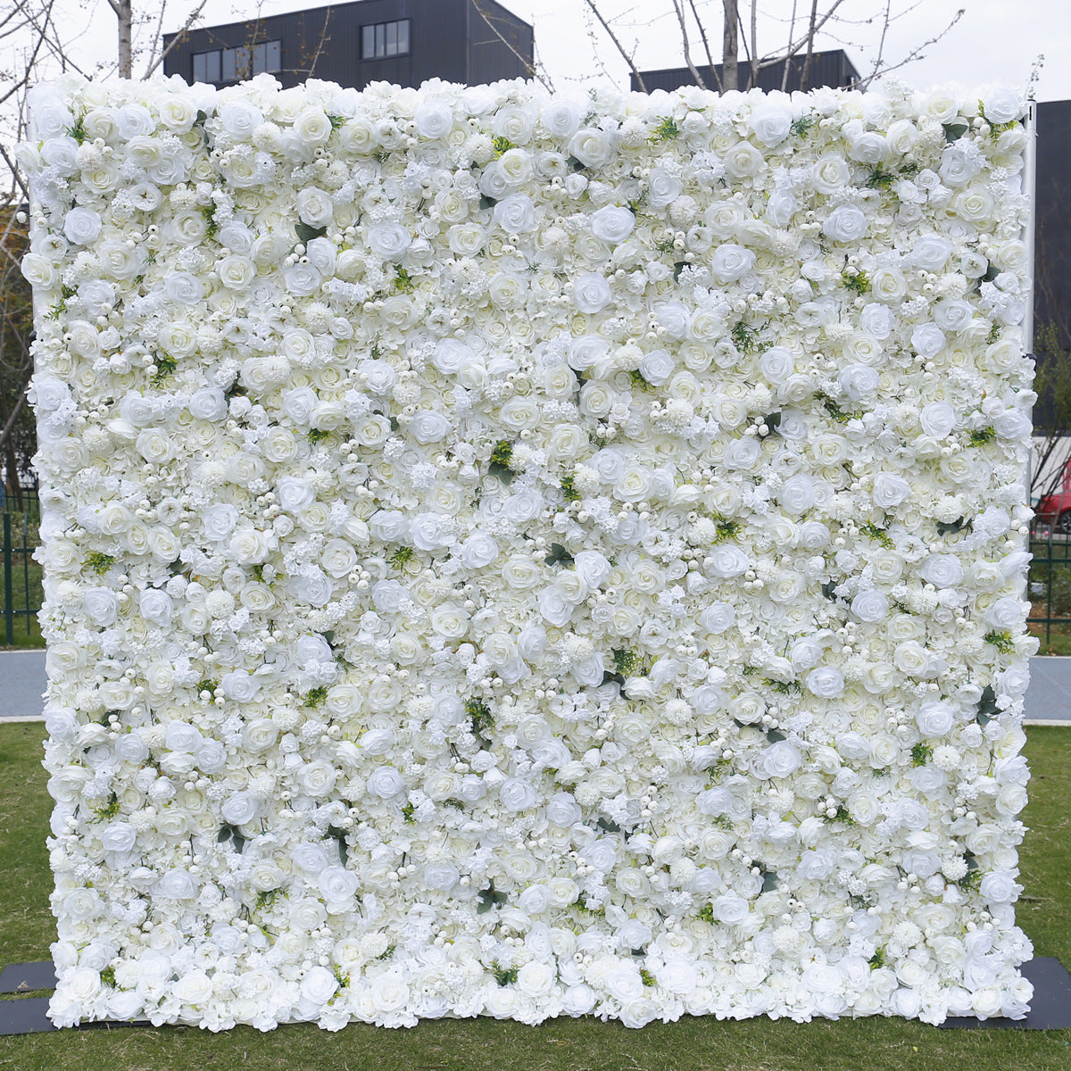 Atlasflowerswall 5D White Simulation Fabric Floral Wall Backdrop Wedding Decoration Outdoor Event Setup