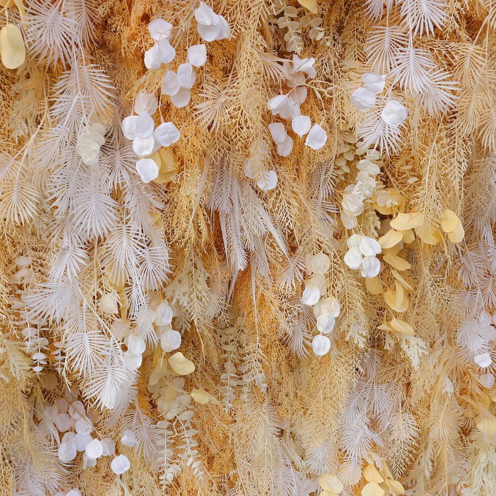 Pampas Grass Wall Backdrop with Artificial Greenery for Wedding & Event Decor