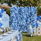 5D Blue Rose Flower Wall Backdrop with Fabric Backing for Wedding Party
