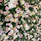 Atlasflowerswall Luxury 5D Blush Pink & Ivory Rose Artificial Flower Wall Backdrop Wedding Party Decor