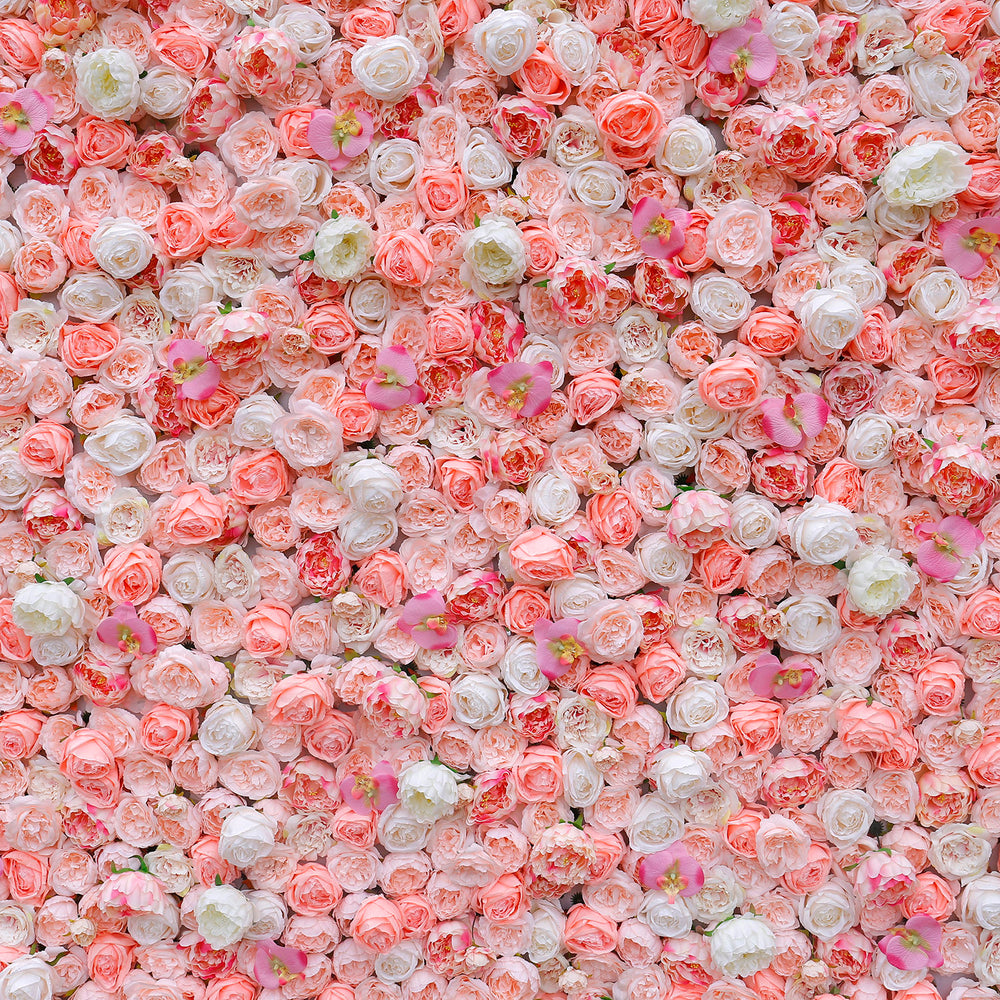 Atlasflowerswall 3D Blush Pink & White Rose Flower Wall Backdrop for Wedding Event Decor