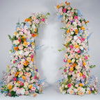 Atlasflowerswall Colorful Artificial Flower Arch & Pillar Set with Frame for Wedding Party Backdrop Decor