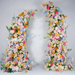 Atlasflowerswall Colorful Artificial Flower Arch & Pillar Set with Frame for Wedding Party Backdrop Decor