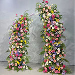 Atlasflowerswall Colorful Wildflower Artificial Flower Horn Arch Backdrop for Wedding Ceremony Decor