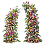 Atlasflowerswall Colorful Wildflower Artificial Flower Horn Arch Backdrop for Wedding Ceremony Decor