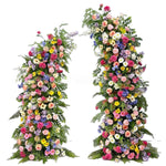Atlasflowerswall Colorful Wildflower Artificial Flower Horn Arch Backdrop for Wedding Ceremony Decor